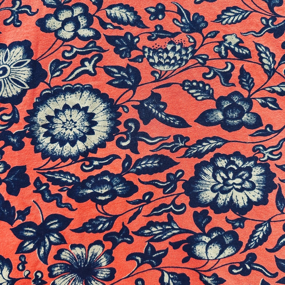 Peruvian Connection Cotton Jersey Red and Blue Floral Print Women's Dress - Picture 3 of 5